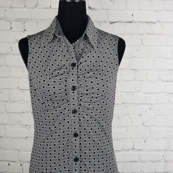 Laundry Summer Dress Womens 4 Grey Button Up Sleeveless Collared By Shelli Segal - Picture 2 of 8